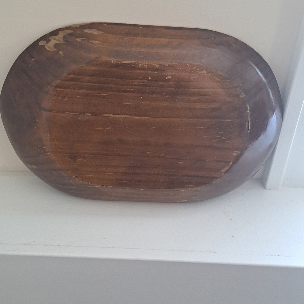 Vintage Hand painted, Mexican batea Boho Floral Gypsy Hippie Retro wood tray. - Picture 5 of 5